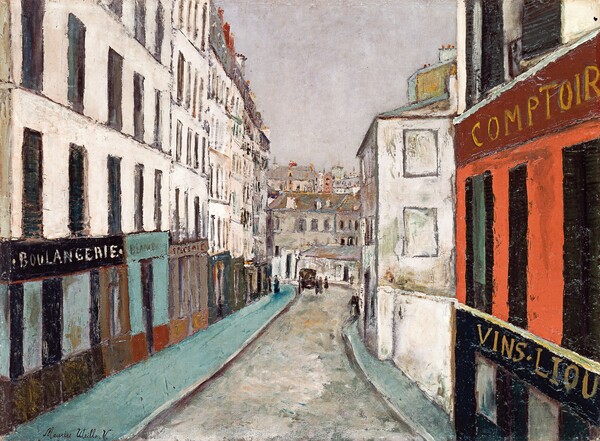 모리스 위트릴로, 마르카데 거리, 1909년, 캔버스에 유화 물감, 60.3×81.3 cm, 나고야시미술관 소장 (도판: SOMPO 미술관 제공)