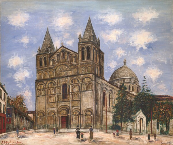 모리스 위트릴로, 샤르트르의 앙굴렘-생 피에르 대성당, 1935년, 캔버스에 유화 물감, 111×130.5 cm, 히로시마 미술관 소장 (도판: SOMPO 미술관 제공)