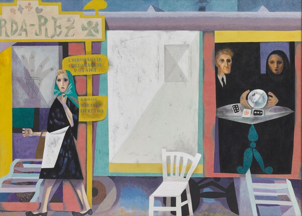 도모토 인쇼, 의혹(疑惑), 1954년, 종이에 색, 130×160 cm, 교토부립 도모토 인쇼 미술관 소장