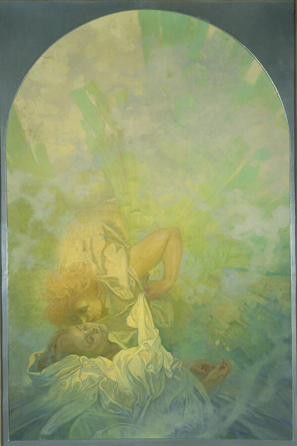 대지를 깨우는 봄 Spring Awakens the Earth, 1933, 캔버스에 유채, 136 x 90 cm ⓒ Mucha Trust 2025 /체코 국보