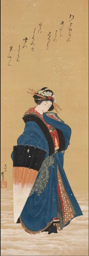 ​호쿠사이의 작품 중 경매 최고가인 6억2100만엔에 낙찰된 육필화 '설중미인도' ​