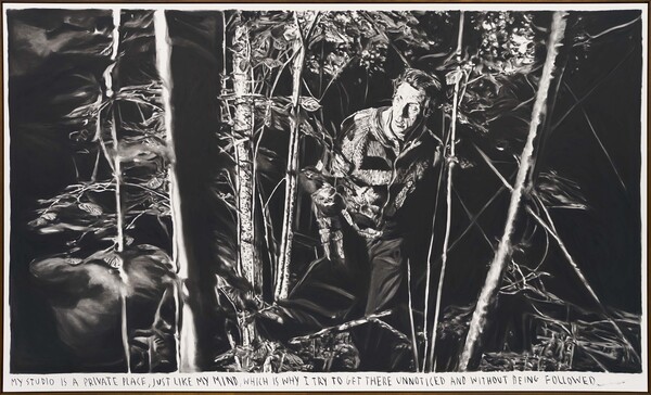 Rinus Van de Velde_2025_My studio is a private place, …_charcoal on canvas_205x340cm_Courtesy of Gallery Baton
