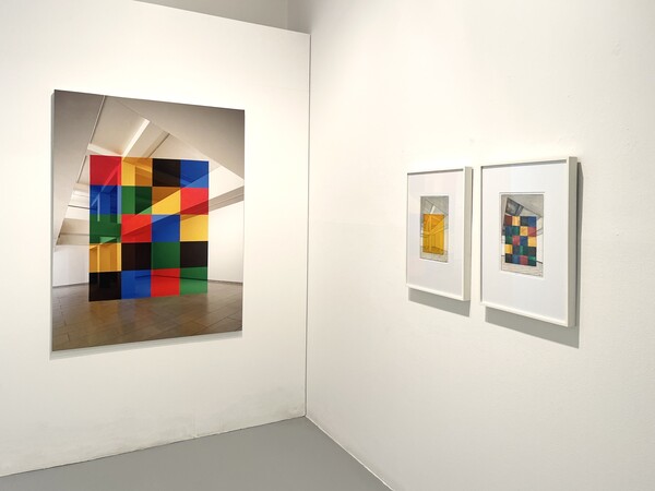 조르주 루스_'서울 2025' (왼쪽), 서울 2025 를 위한 수채화  (오른 쪽) _사진제공 공근혜갤러리