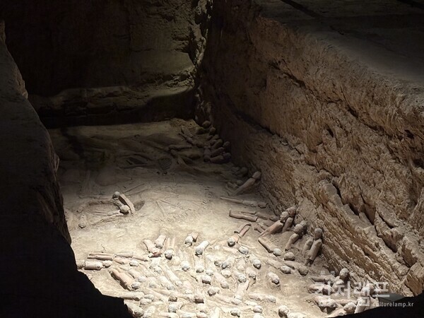 한양릉 갱도에서는 1/3 크기의 나체(裸體) 도용 수만점과 가축 도용(말, 소, 양, 돼지, 개, 닭 등)이 대량으로 발견됐다. 인물 도자기에는 나무도 된 팔이 끼워져 있고 옷이 입혀져 있었으나 세월이 흘러 삭아 없어졌다. (사진 함혜리)