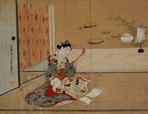 미야가와 슌스이  '샤미센 켜는 미인'